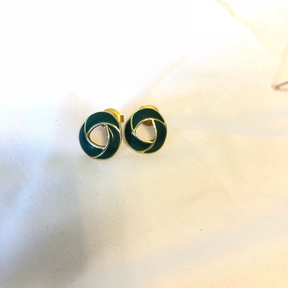 Green and gold earrings